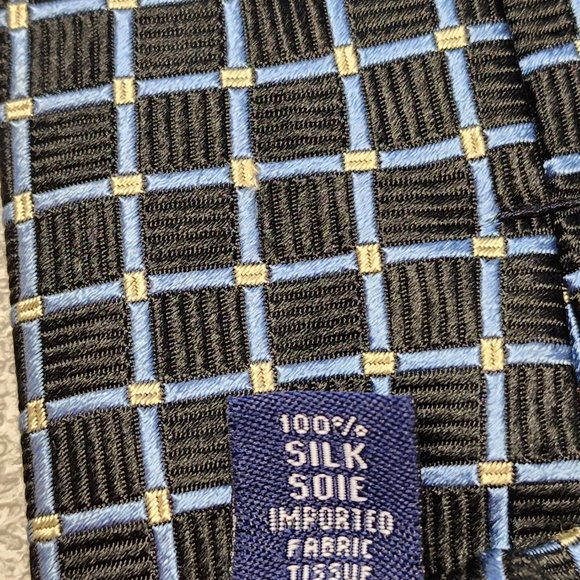 Nautica 100% Silk‎ Neck Tie - Black and Blue Checkers - Formal Wedding Holiday - Picture 5 of 5